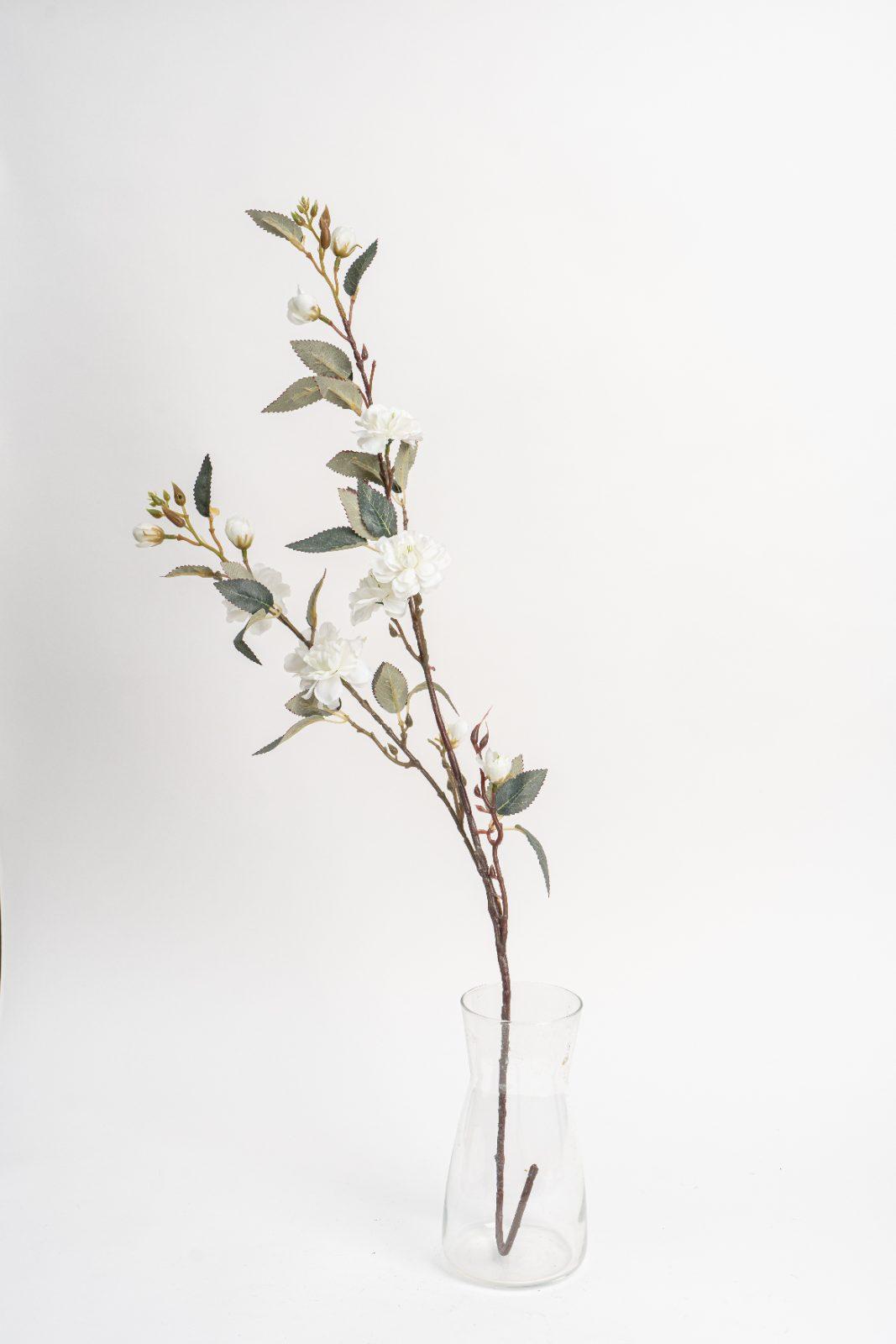 白色人造小山茶花樹支