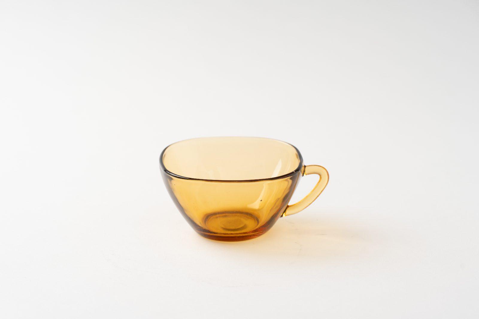 琥珀色玻璃咖啡杯茶組
